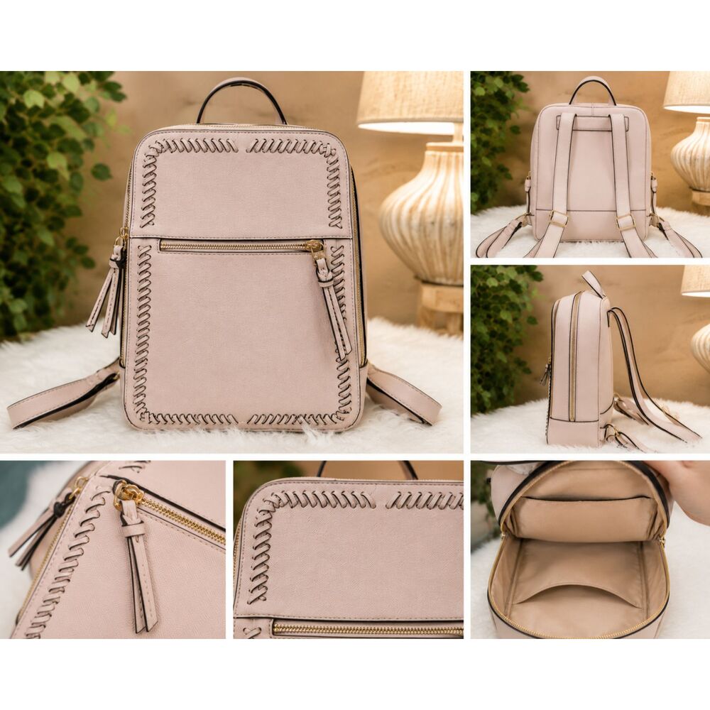 CALPAK Kaya Mini Backpack – Blush/Stone Whipstitch
